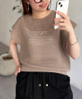 Chez toi(シェトワ) コットンメッシュニットフレンチプルオーバー