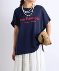 un dix cors(アンディコール) 《綿100％・洗練された雰囲気》シルケットボックス発砲プリントTシャツ
