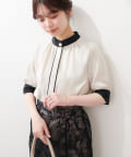 natural couture(ナチュラルクチュール) osonoなみなみ釦バイカラーブラウス