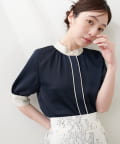 natural couture(ナチュラルクチュール) osonoなみなみ釦バイカラーブラウス