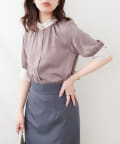 natural couture(ナチュラルクチュール) osonoなみなみ釦バイカラーブラウス