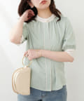 natural couture(ナチュラルクチュール) osonoなみなみ釦バイカラーブラウス