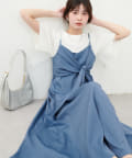 natural couture(ナチュラルクチュール) 【お気に入り総選挙4位！】osonoアシメカシュクールリボンキャミワンピース