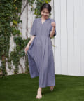 natural couture(ナチュラルクチュール) 【WEB限定】キーネックパフスリーブワンピース