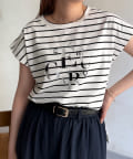 Chez toi(シェトワ) ランダムロゴフレンチスリーブT