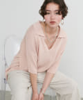 LARUTA(ラルータ) スキッパー半袖ニットプルオーバー