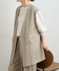 ピュアルセシン♡ノーカラーダブルデザインジレベストZARA セール】【セットアップ対応】ノーカラーダブルデザイン