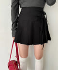 one after another NICE CLAUP(ワンアフターアナザー ナイスクラップ) 【S/Mサイズ展開】リボン付きプリーツミニスカート