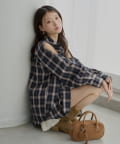 Chico(チコ) 肩ボタン2wayルーズチェックシャツ