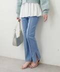 natural couture(ナチュラルクチュール) 【WEB限定】スーパーストレッチスリット付きパンツ