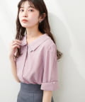 natural couture(ナチュラルクチュール) 【WEB限定】osono配色重ね衿三角カフスブラウス