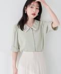 natural couture(ナチュラルクチュール) 【WEB限定】osono配色重ね衿三角カフスブラウス