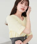 natural couture(ナチュラルクチュール) 【WEB限定】osono三角カフス配色Vネックブラウス