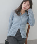 natural couture(ナチュラルクチュール) 【WEB限定】メッシュ編み衿付きニットカーディガン