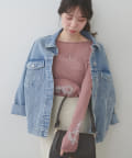 natural couture(ナチュラルクチュール) ネットチュール配色柄刺繍プルオーバー