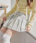 NICE CLAUP / OLIVE des OLIVE OUTLET(ナイスクラップ  / オリーブ デ オリーブ アウトレット) 【今年のトレンドはコレ！】【MARCHES】フリンジデニムミニプリーツスカート