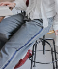 NICE CLAUP / OLIVE des OLIVE OUTLET(ナイスクラップ  / オリーブ デ オリーブ アウトレット) 【RMAF】【フェアリーグランジ】デニムサイドライン+星パッチワークパンツ