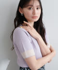 natural couture(ナチュラルクチュール) 袖口シアー強撚リブニット
