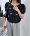 mline(エムライン) [mline]リボンシャギーブラウス
