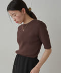 OUTLET(アウトレット) 【Loungedress】リブハーフスリーブニット
