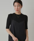 OUTLET(アウトレット) 【Loungedress】リブハーフスリーブニット