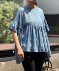 BEARDSLEY(ビアズリー) シフォンデニムギャザーシャツ