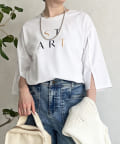 Croisiere(クロジエール) 【二の腕カバーだけじゃない】ポンチローマ袖スリットTEE