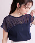 La boutique BonBon(ラブティックボンボン) 【程よいトレンド】シアー切り替えビスチェ風フレンチカットソー