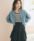 La boutique BonBon(ラブティックボンボン) 【セットアップ可】シアーデニムクロップドシャツ