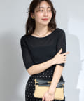 La boutique BonBon(ラブティックボンボン) 【着回し力抜群】シアーテレコ5分袖前後２WAYカットソー