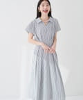 natural couture(ナチュラルクチュール) 【大人気リバイバル】涼しげスキッパー衿お上品ワンピース
