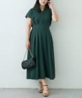 natural couture(ナチュラルクチュール) 【WEB限定】涼しげスキッパー衿お上品ワンピース(Lサイズ)