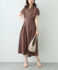 natural couture(ナチュラルクチュール) 【WEB限定】涼しげスキッパー衿お上品ワンピース(Lサイズ)