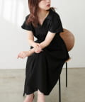 natural couture(ナチュラルクチュール) 【WEB限定】涼しげスキッパー衿お上品ワンピース(Lサイズ)