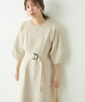 natural couture(ナチュラルクチュール) 【WEB限定】ランタンスリーブポリニットワンピース