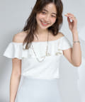 La boutique BonBon(ラブティックボンボン) 【スタッフKAZUMI監修カラー】クールタッチUVオフショルラッフルニット