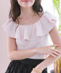 La boutique BonBon(ラブティックボンボン) 【スタッフKAZUMI監修カラー】クールタッチUVオフショルラッフルニット