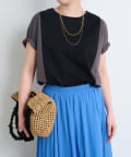Jena　espace merveilleux(ジェナ　エスパスメルヴェイユ) 【体型カバー／1枚で決まる配色Tシャツ】バックライン配色カットソー