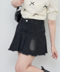 NICE CLAUP / OLIVE des OLIVE OUTLET(ナイスクラップ  / オリーブ デ オリーブ アウトレット) 【RMAF】フェードデニムミニプリーツスカート