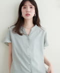 natural couture(ナチュラルクチュール) 麻調合繊フリル袖ブラウス
