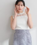 natural couture(ナチュラルクチュール) シアー切り替えリブニット