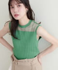 natural couture(ナチュラルクチュール) シアー切り替えリブニット