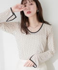 natural couture(ナチュラルクチュール) 【WEB限定】ドットプリントパイピング２WAYプルオーバー
