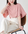NICE CLAUP / OLIVE des OLIVE OUTLET(ナイスクラップ  / オリーブ デ オリーブ アウトレット) 【natural couture】ＢＡＣＫパールハチワレスリーブＴＯＰＳ