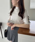 NICE CLAUP / OLIVE des OLIVE OUTLET(ナイスクラップ  / オリーブ デ オリーブ アウトレット) 【one after another】【人気シリーズ】袖リボン半袖テレコトップ