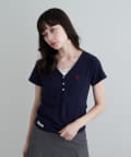 RAY CASSIN(レイカズン) 【新色追加 / 6色展開】Vネックヘンリー胸刺繍半袖Tシャツ