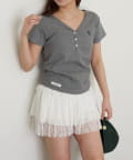 RAY CASSIN(レイカズン) 【新色追加 / 6色展開】Vネックヘンリー胸刺繍半袖Tシャツ