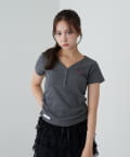 RAY CASSIN(レイカズン) 【新色追加 / 6色展開】Vネックヘンリー胸刺繍半袖Tシャツ