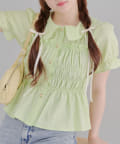 NICE CLAUP / OLIVE des OLIVE OUTLET(ナイスクラップ  / オリーブ デ オリーブ アウトレット) 累計売上1.5万枚突破！【RMAF】【韓国風コーデ叶う!】シャーリング衿付ブラウス