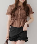 NICE CLAUP / OLIVE des OLIVE OUTLET(ナイスクラップ  / オリーブ デ オリーブ アウトレット) 累計売上1.5万枚突破！【RMAF】【韓国風コーデ叶う!】シャーリング衿付ブラウス